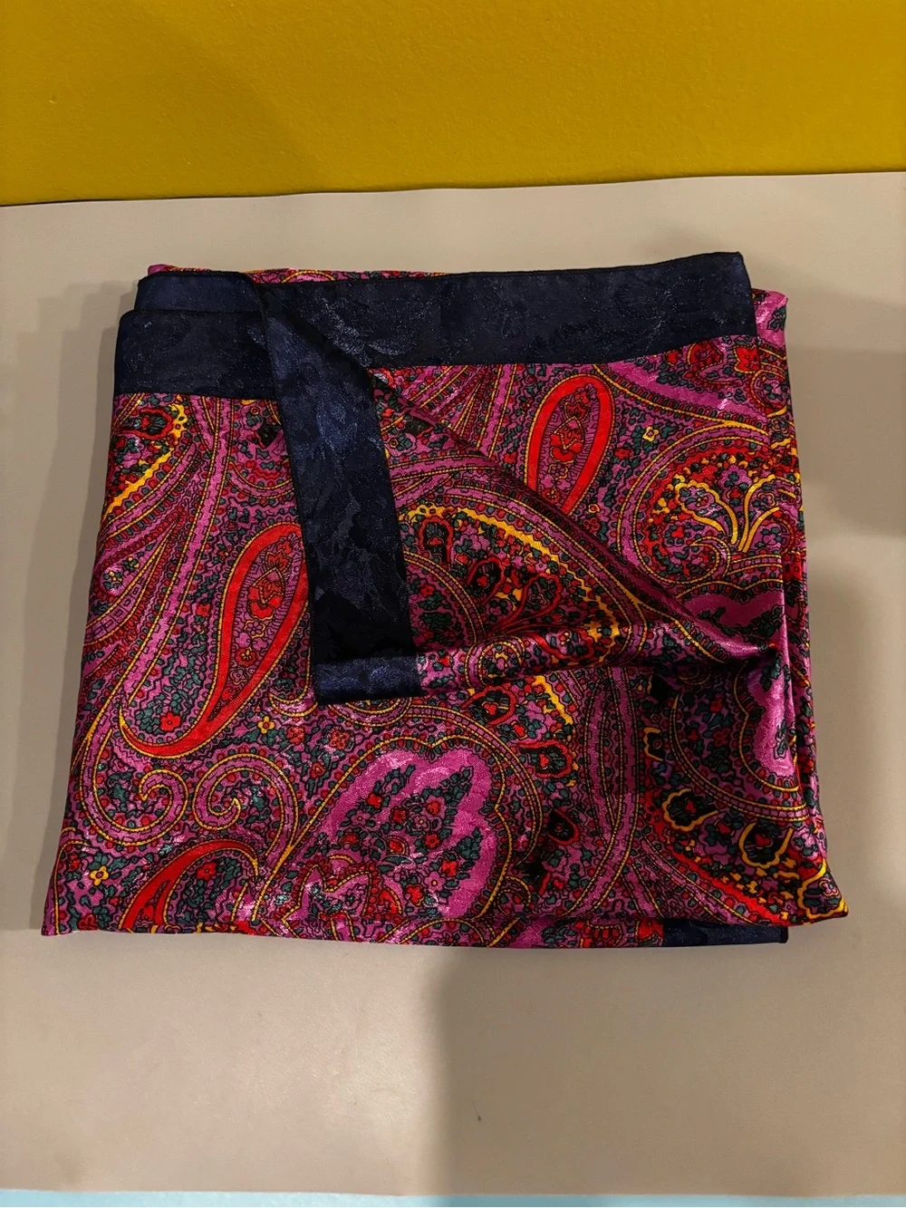 Vibrant Pink Red Paisley square scarf
